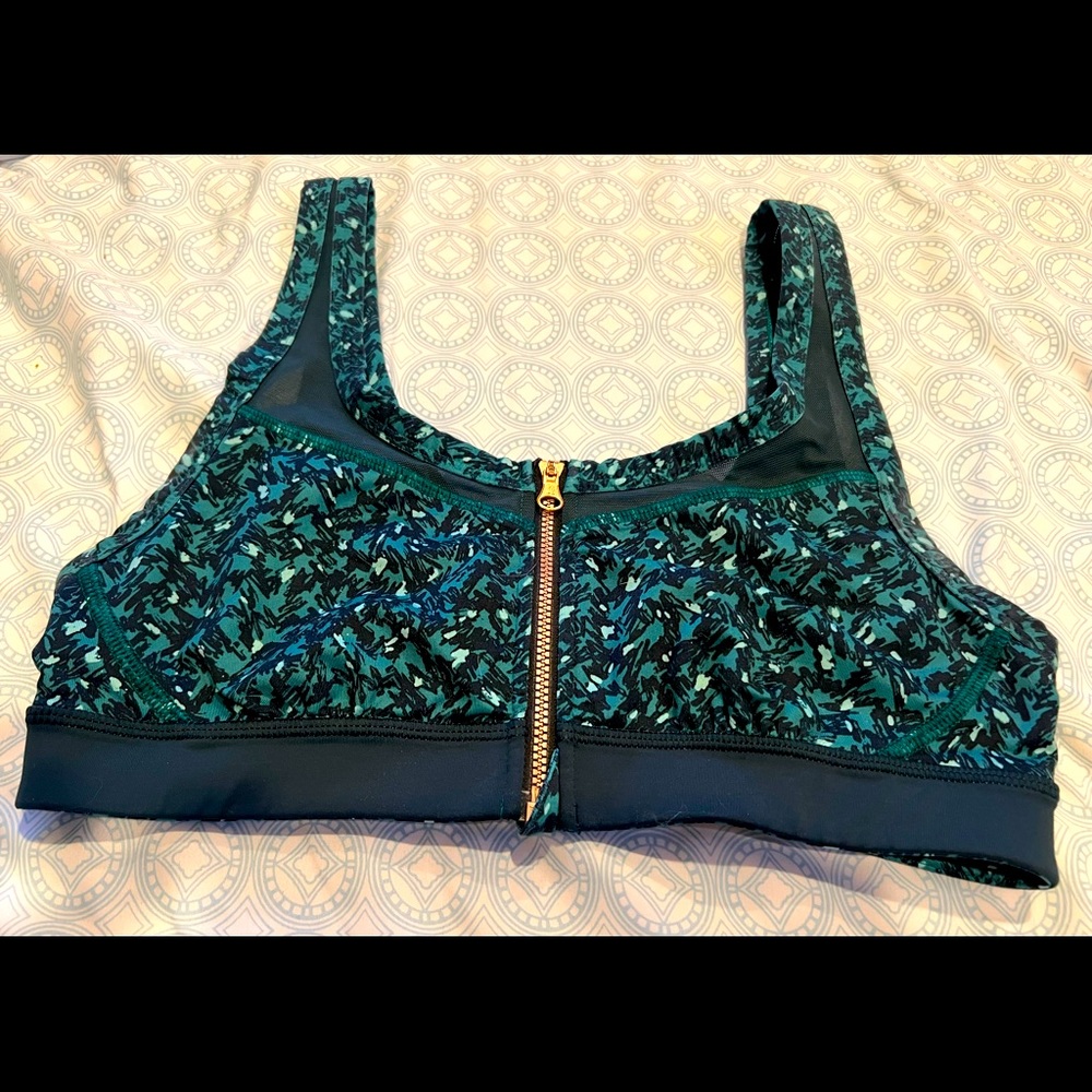 Lululemon Green Zipper Front Bra size 8